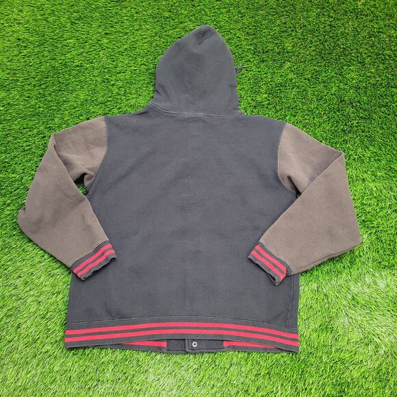 VANS Varsity Snap Hoodie Jacket Medium 22x25 Colorblock Cropped - Picture 2 of 14